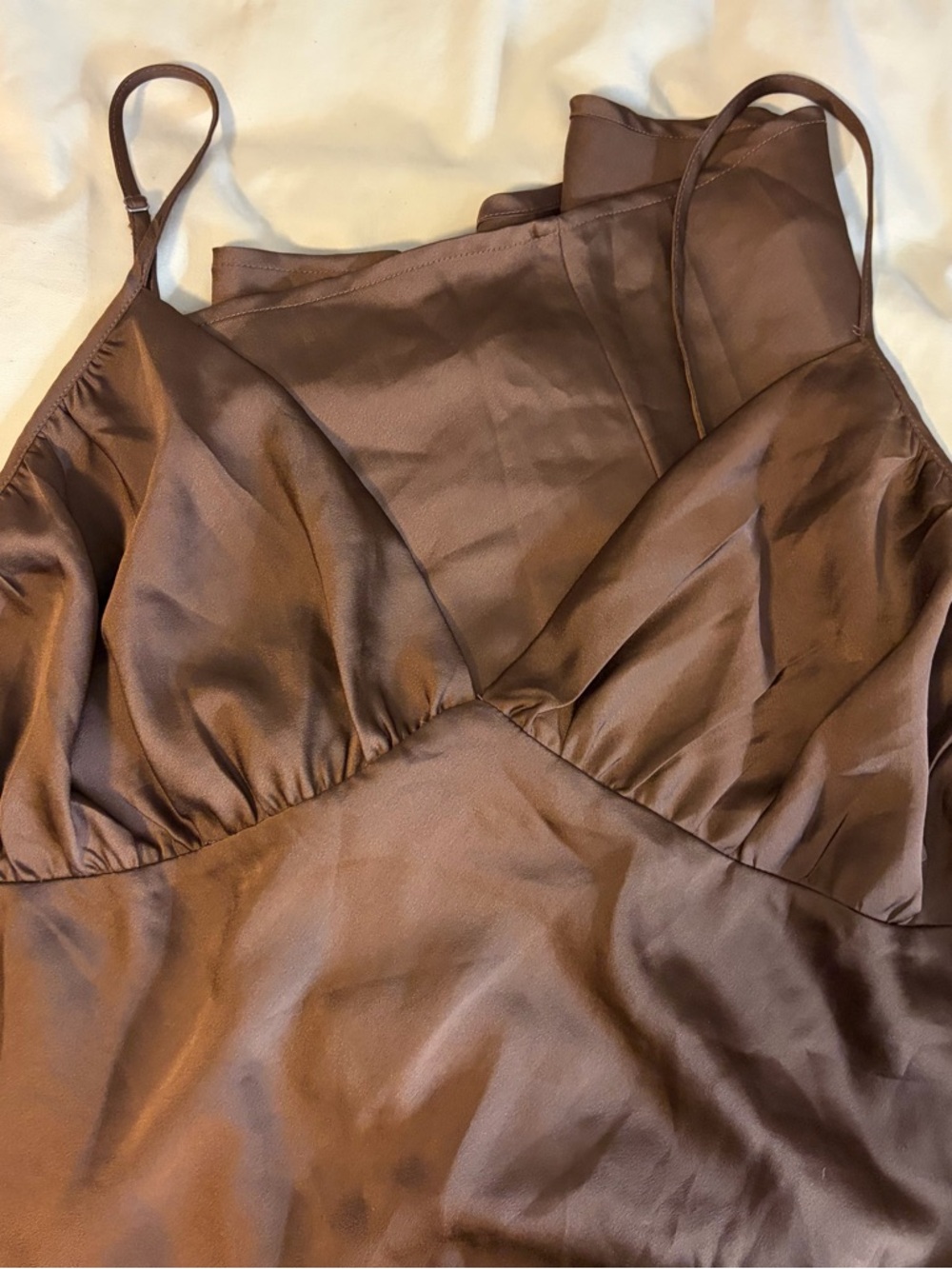 Abercrombie & Fitch Brown Satin Slip with Spaghetti Straps
